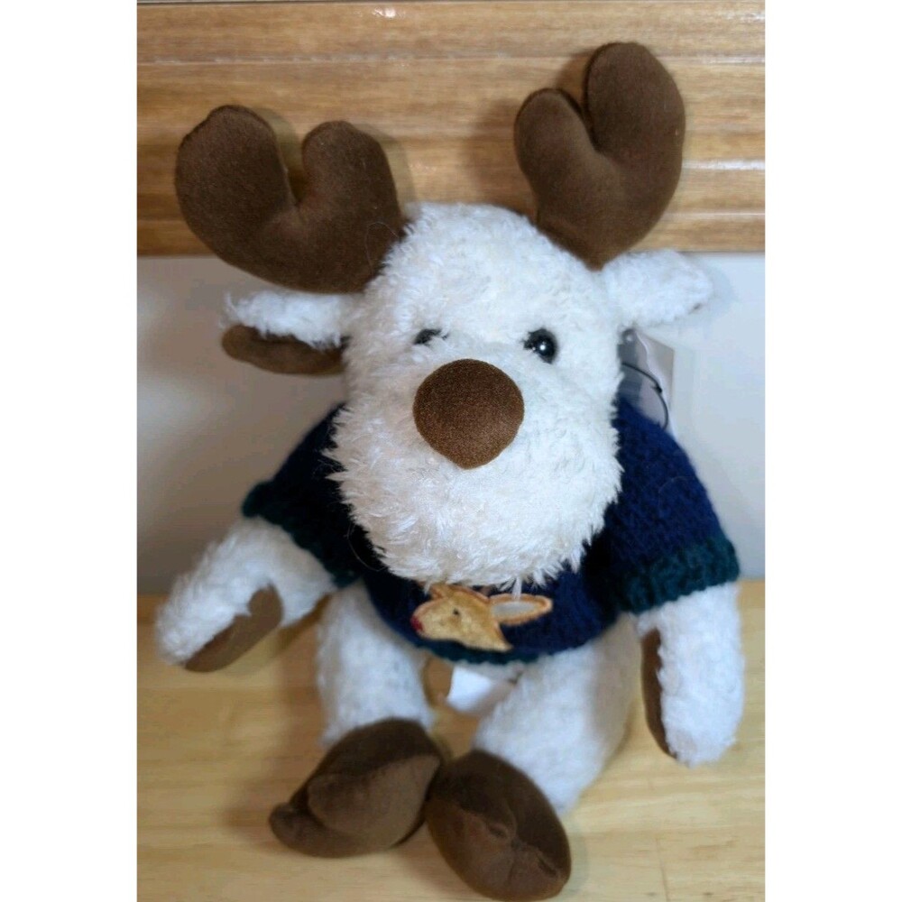 2012 Dan Dee "Merry Brite" plush moose collectible, Winter Sweater